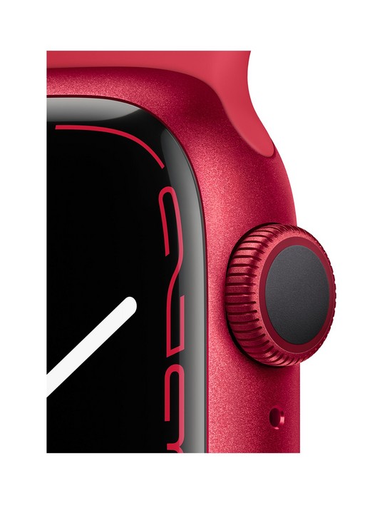 stillFront image of apple-watch-series-7-gps-41mm-productred-aluminium-case-with-productred-sport-band