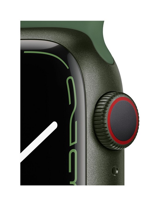 stillFront image of apple-watch-series-7-gps-cellular-41mm-green-aluminium-case-with-clover-sport-band