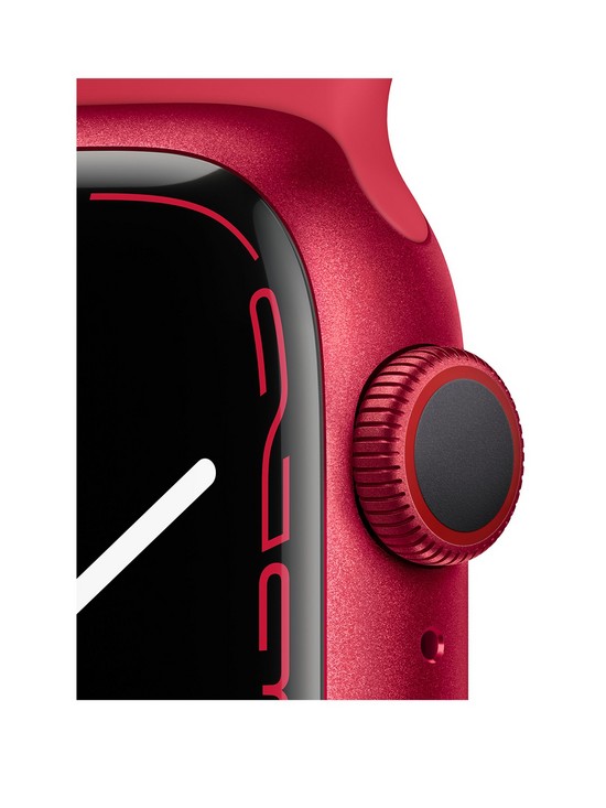 stillFront image of apple-watch-series-7-gps-cellular-41mm-productred-aluminium-case-with-productred-sport-band