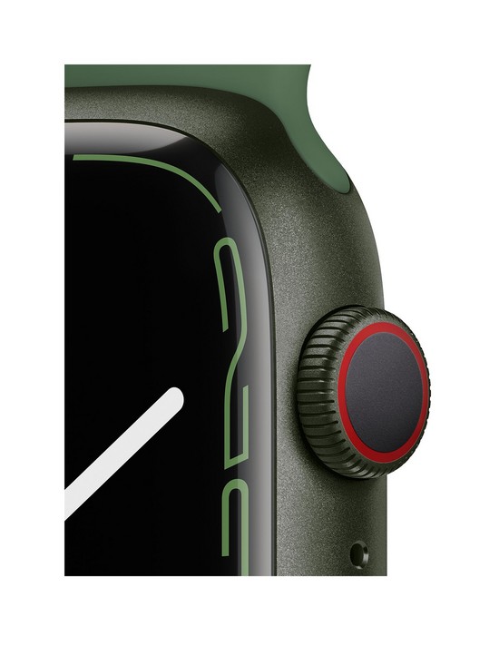 stillFront image of apple-watch-series-7-gps-cellular-45mm-green-aluminium-case-with-clover-sport-band