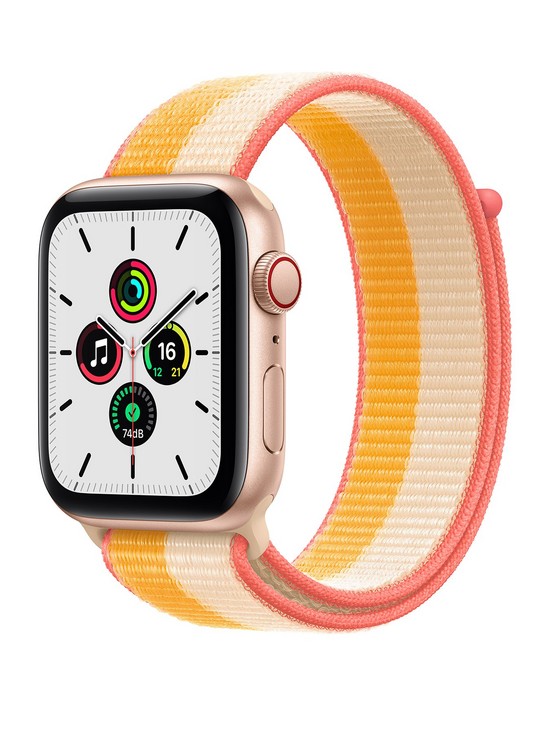 front image of apple-watch-se-gps-cellular-44mm-gold-aluminium-case-with-maizewhite-sport-loop