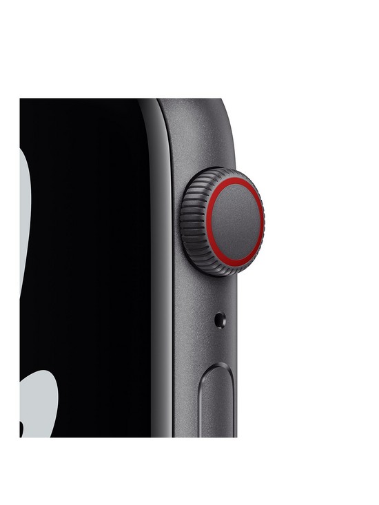 stillFront image of apple-watch-nike-se-gps-cellular-44mm-space-grey-aluminium-case-with-anthraciteblack-nike-sport-band