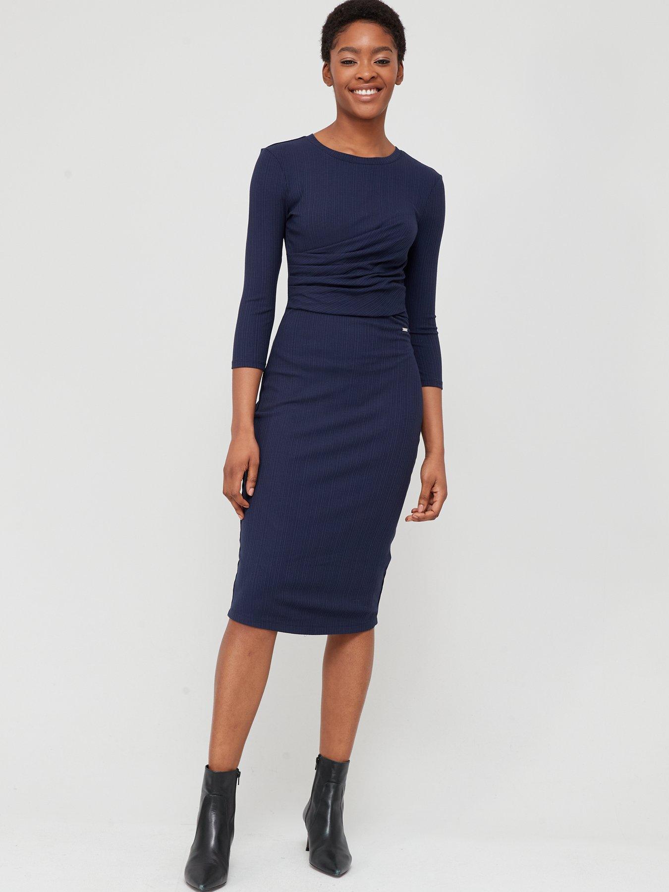 Armani Exchange Jersey Knee Length Dress - Navy 