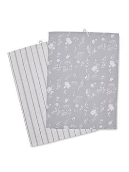 Product photograph of Catherine Lansfield Meadowsweet Floral Set Of 2 Tea Towels from very.co.uk