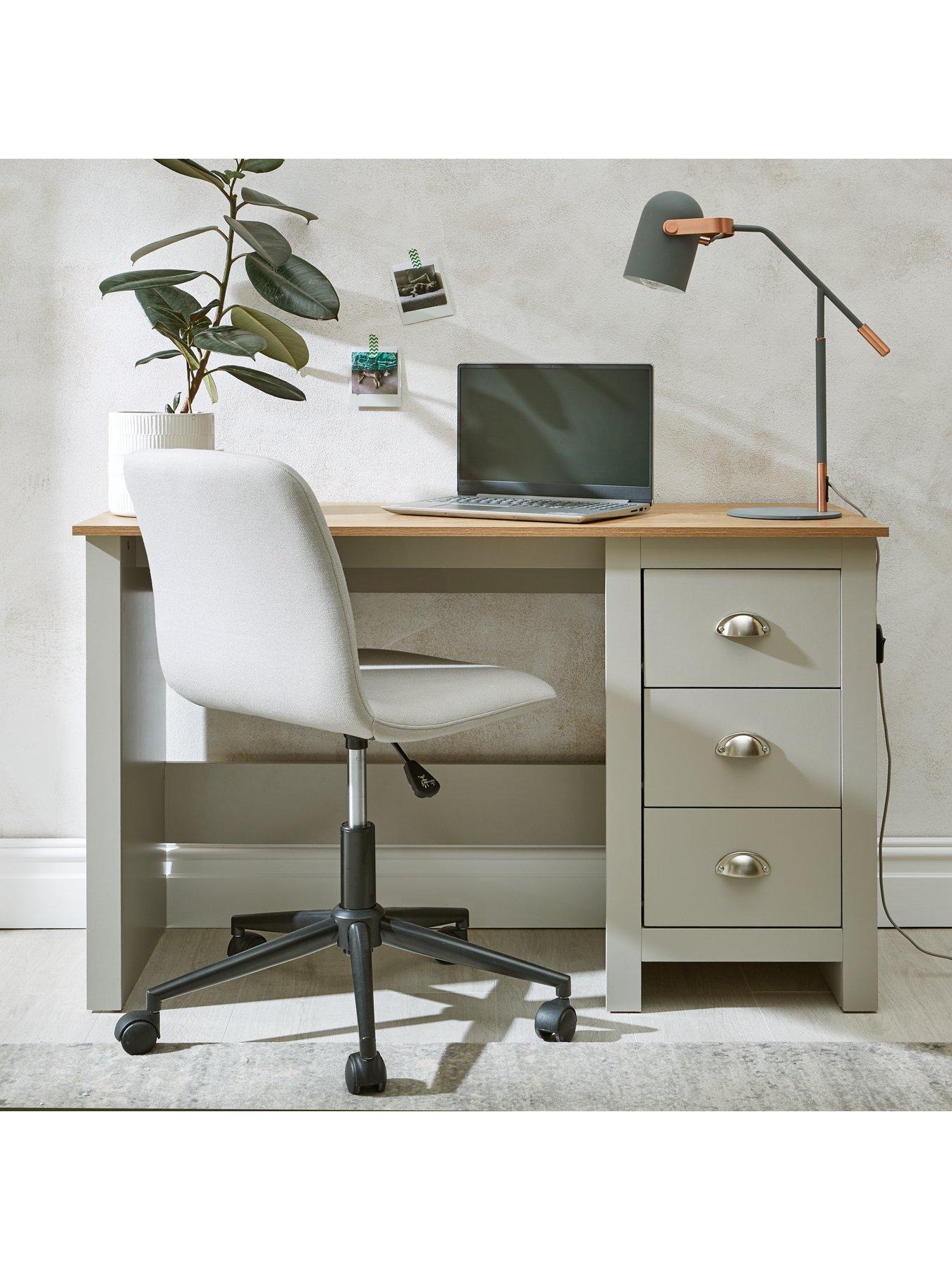 undefined Atlanta Study Desk - Light Grey/Oak