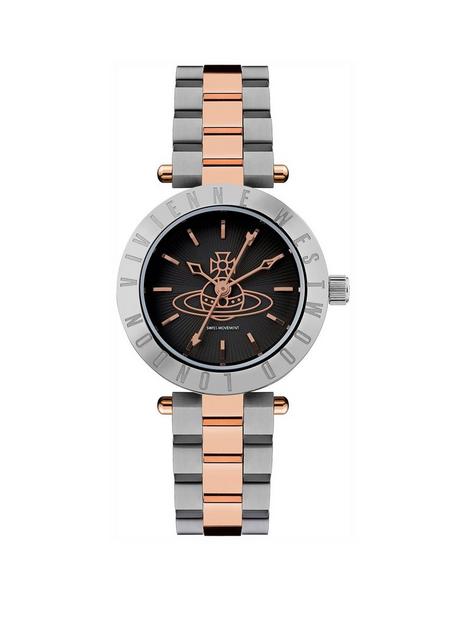 vivienne-westwood-ladiesnbspwestbourne-orbnbspquartz-watch-with-black-dial-amp-two-tone-stainless-steel-bracelet