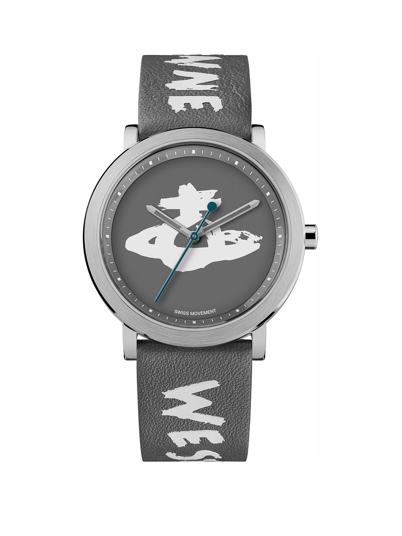 Product photograph of Vivienne Westwood Ladies Ladbroke Leather Watch - Grey from very.co.uk