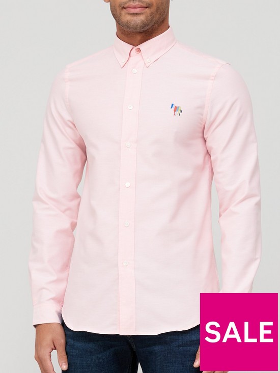 front image of ps-paul-smith-zebra-logo-long-sleeve-oxford-shirt--nbsppink
