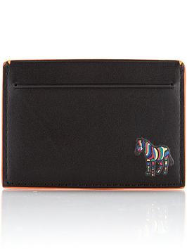 ps paul smith men's zebra logo leather card holder - black