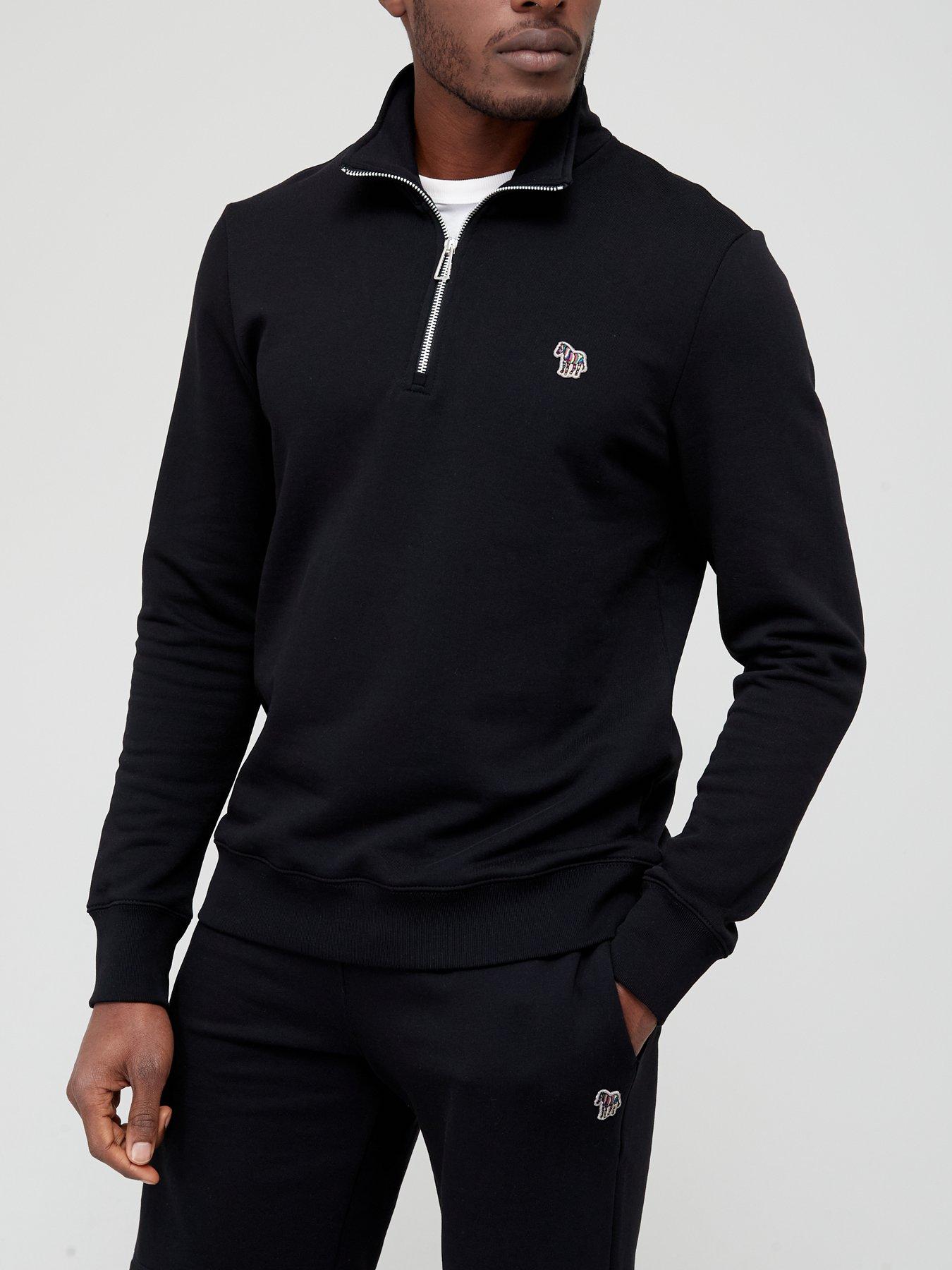 PS PAUL SMITH Zebra Logo Quarter Zip Sweatshirt - Black | very.co.uk