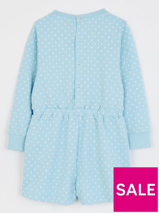 back image of mini-v-by-very-girls-long-sleeve-spot-sweat-playsuit-blue