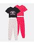  image of new-look-915-girlsnbspstar-jogger-pyjama-sets-whitered