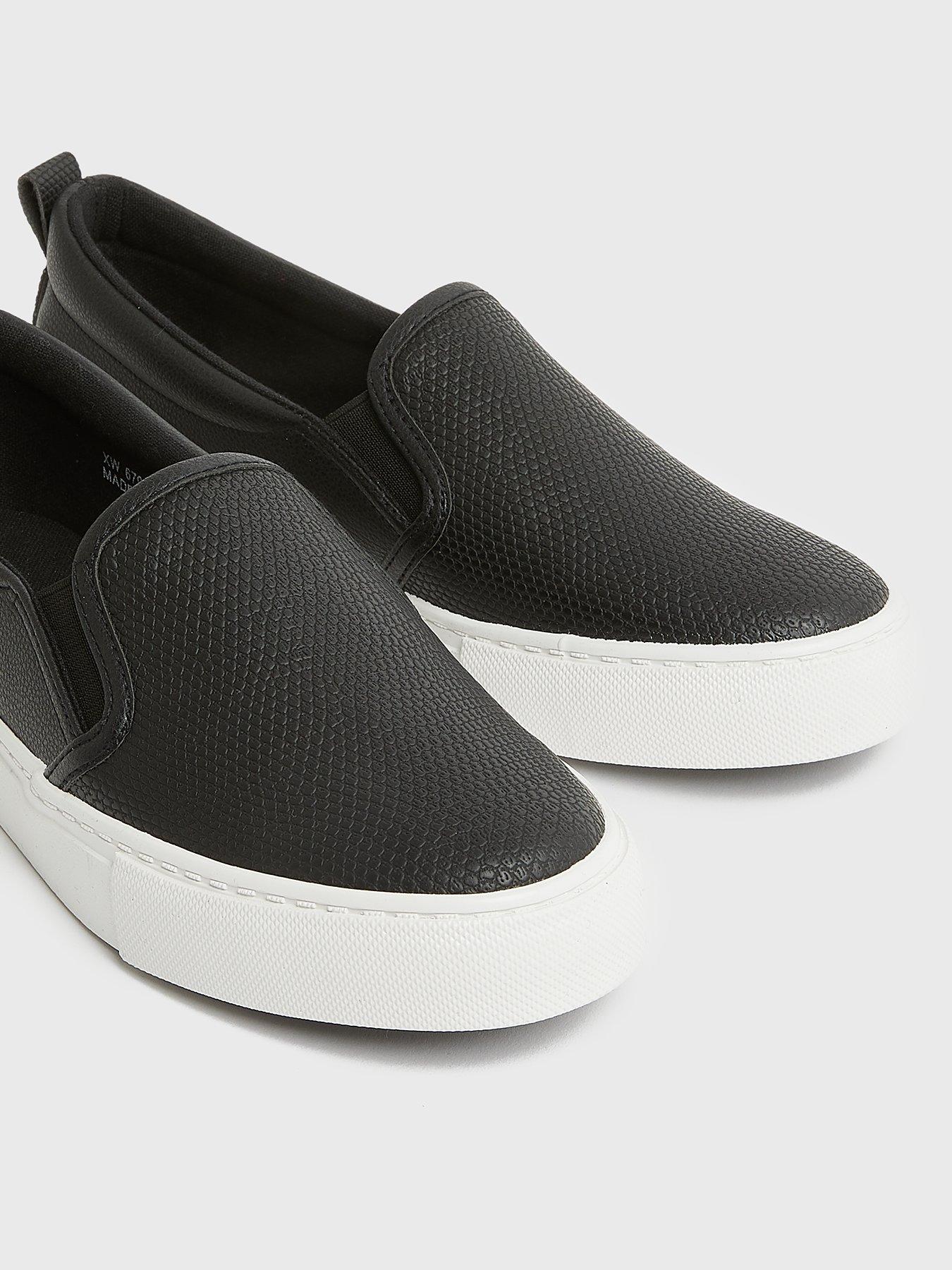 black faux snake slip on trainers