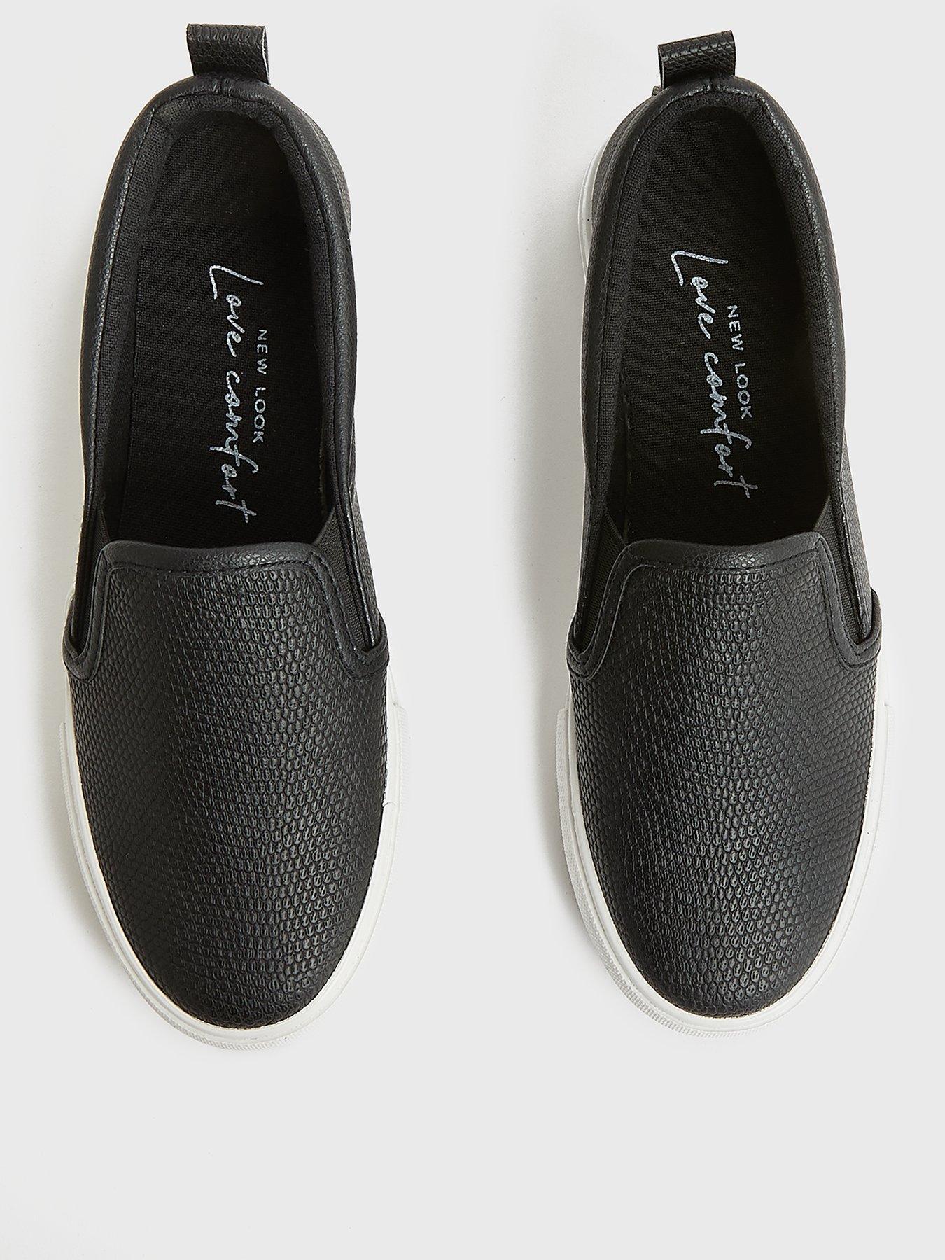 black faux snake slip on trainers