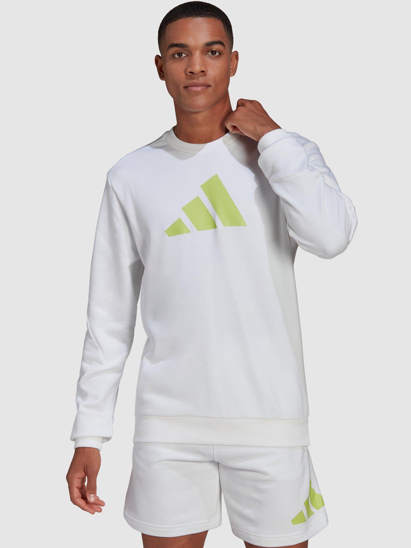 adidas Future Icons Sweat Top - White/Lime | very.co.uk