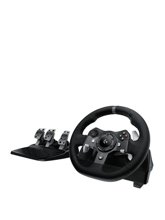 front image of logitech-g920-driving-force-racing-wheel-for-xbox-series-xs-xbox-one-and-pc