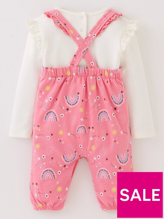 back image of mini-v-by-very-baby-girls-rainbow-print-jersey-dungaree-set-pink