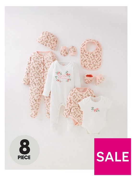 front image of mini-v-by-very-baby-girls-floral-8-piece-starter-set-pinkwhite