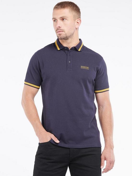 front image of barbour-international-grid-tipped-polo-shirt