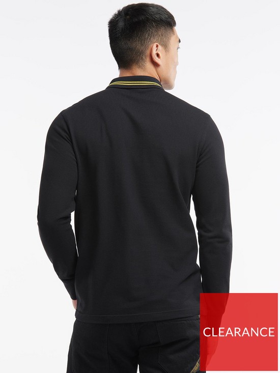 stillFront image of barbour-international-legacy-tipped-long-sleeve-polo-shirt-black