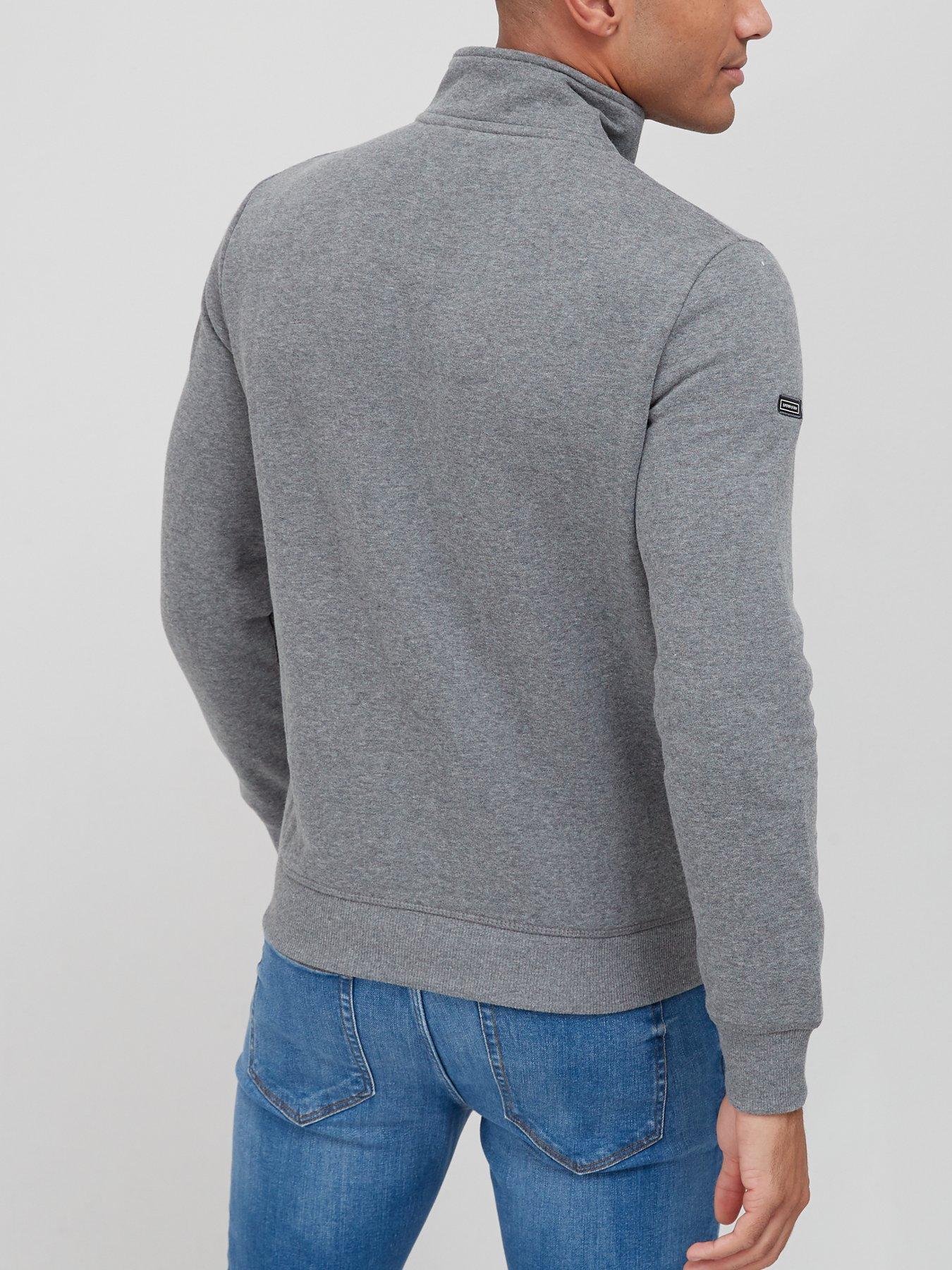 Hoodies & Sweatshirts Vintage Logo Embroidered Three Quarter Zip Sweat - Charcoal Marl