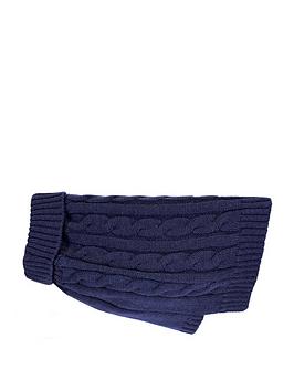Product photograph of Happy Pet Charlton Cable Knit Midnight Blue Dog Jumper Large from very.co.uk
