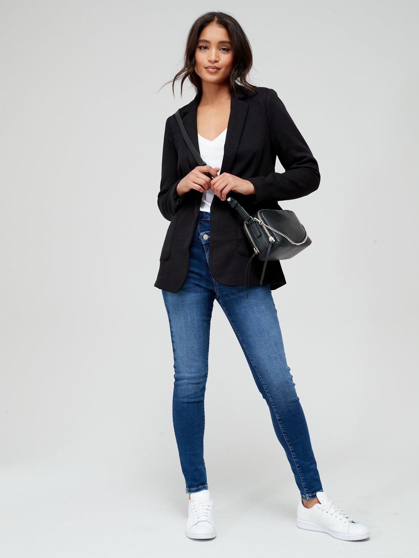 Tall Basic Jersey Knit Fitted Longline Blazer