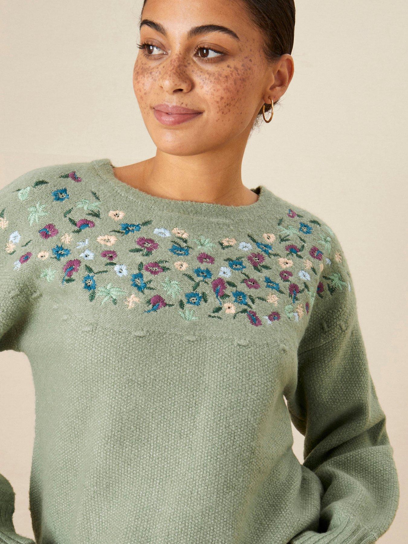 Knitwear Embroidered Yoke Longline Jumper