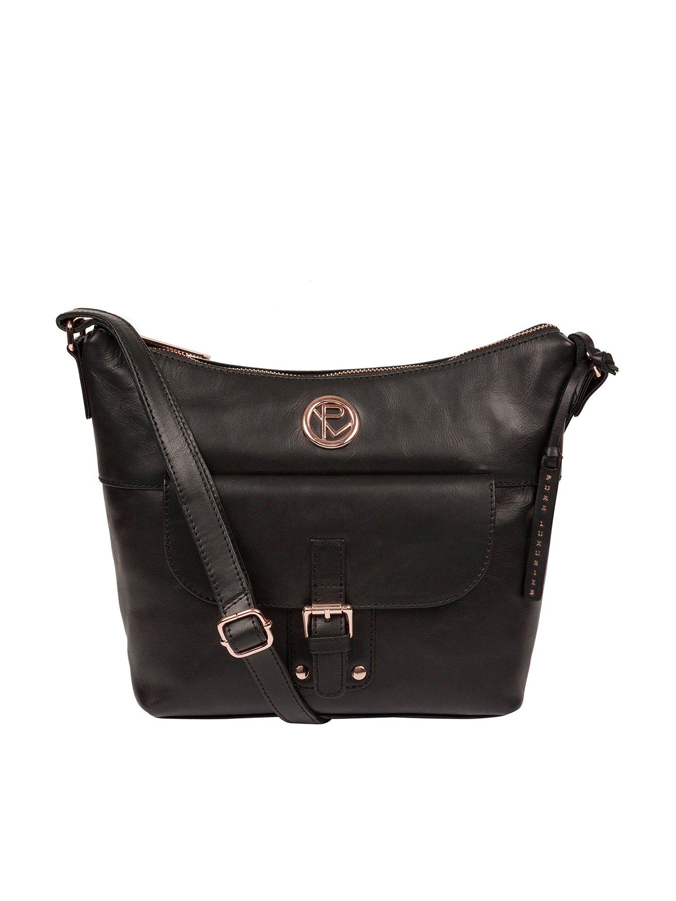 Bags & Purses Monamy Zip Top Leather Shoulder Bag - Black