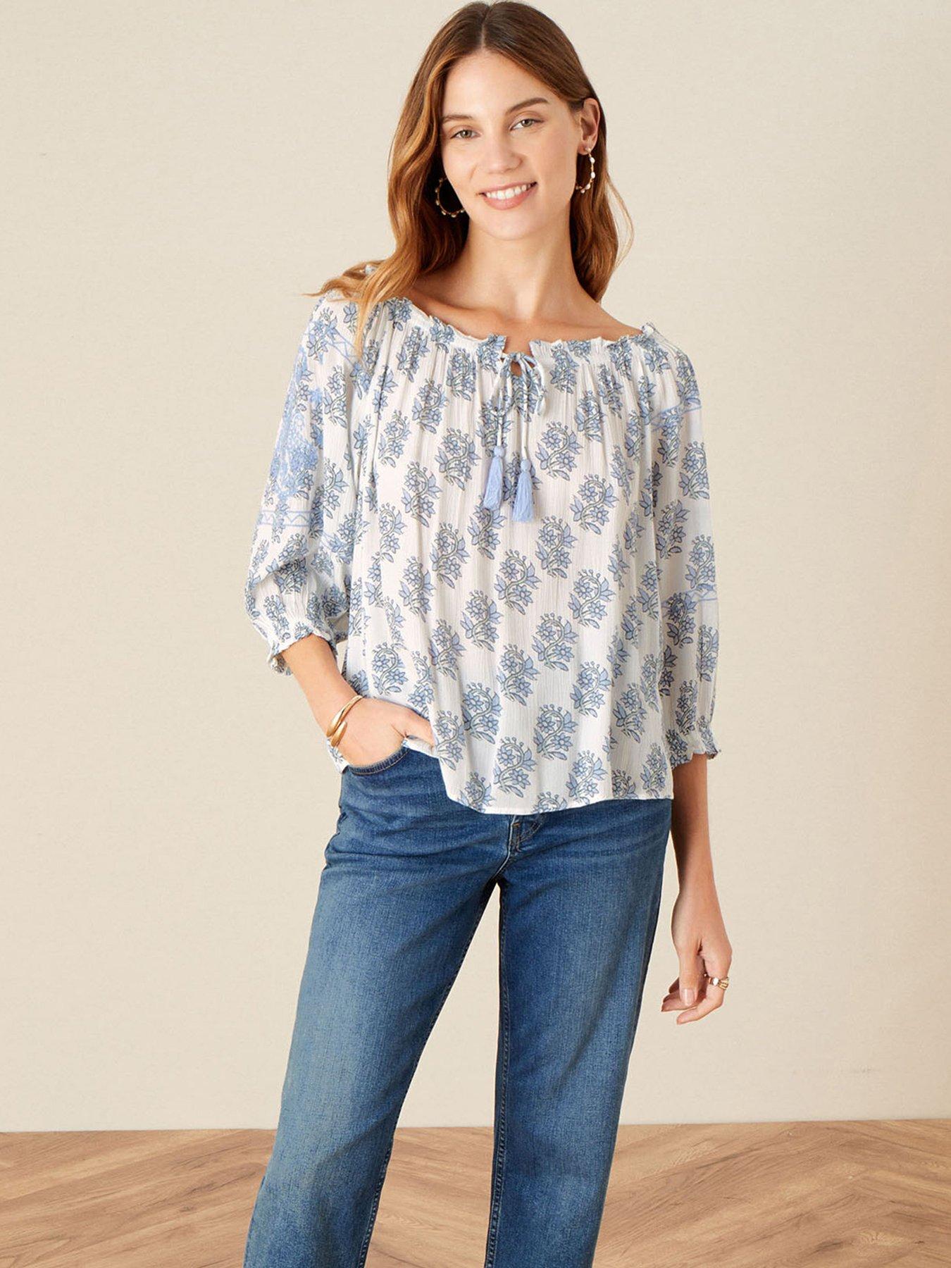 Blouses & shirts Whitley Printed Off The Shoulder Top - Blue