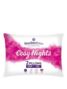 Product photograph of Slumberdown Cosy Nights Firm Pillow - 2 Pack - White from very.co.uk