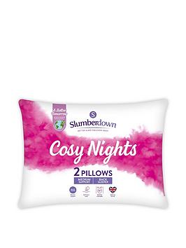 Product photograph of Slumberdown Cosy Nights Medium Pillow - 2 Pack - White from very.co.uk