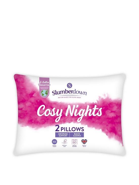front image of slumberdown-cosy-nights-medium-pilow-2-pack