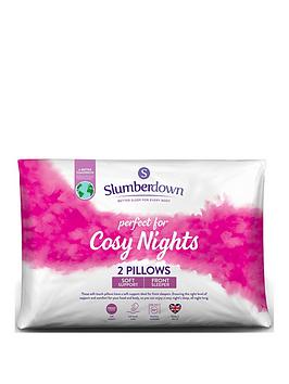 Product photograph of Slumberdown Cosy Nights Soft Pillow - 2 Pack - White from very.co.uk