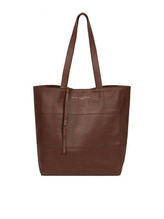 front image of pure-luxuries-london-ashurst-large-magnetic-open-top-leather-tote-bag-ombre-chestnut