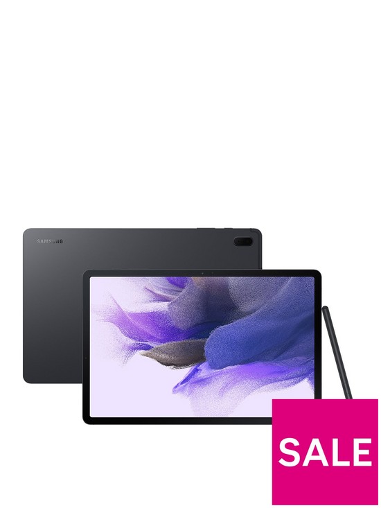 front image of samsung-galaxy-tab-s7-fe-124in-tablet-128gb-5g-black