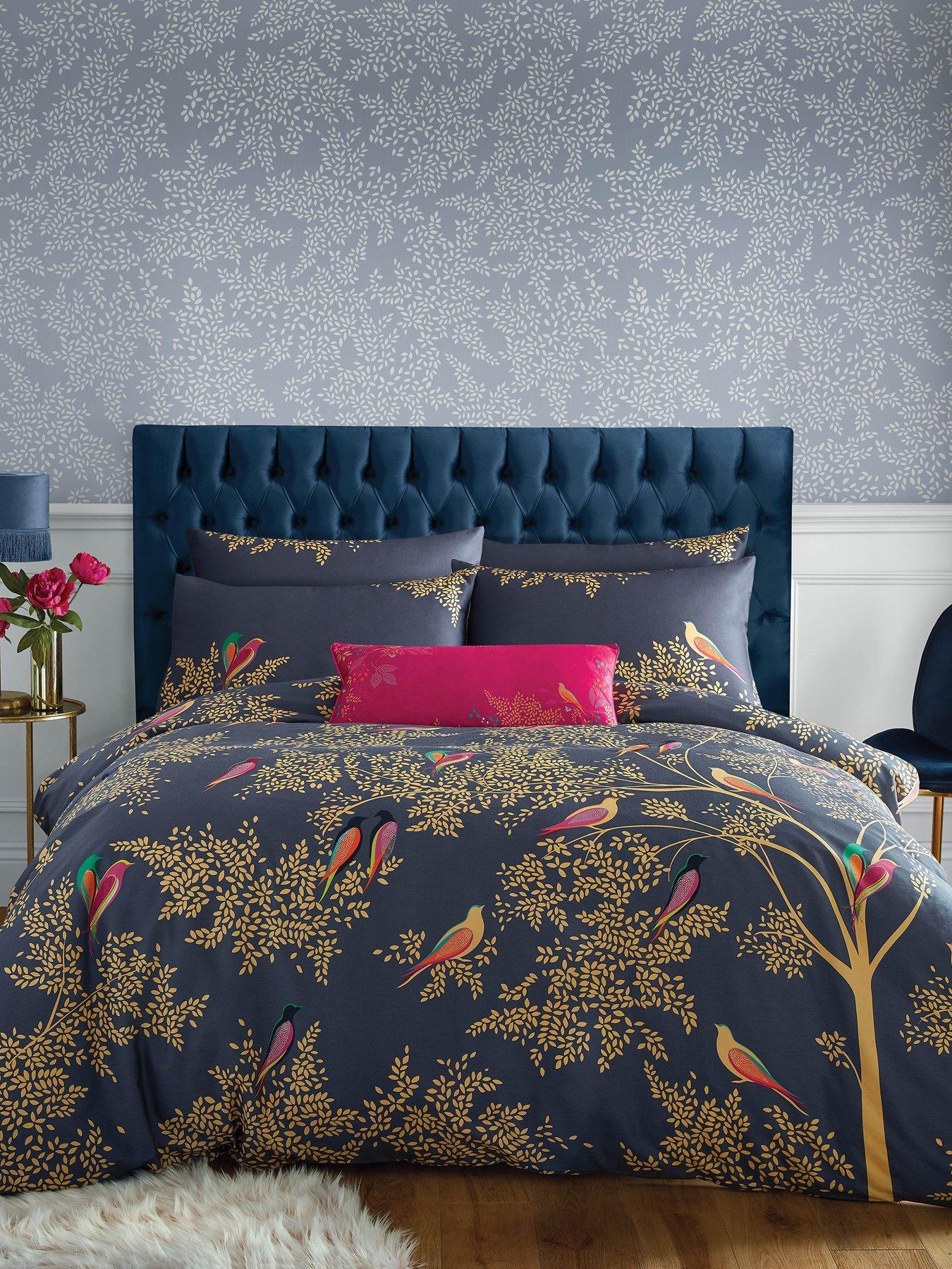 Product photograph of Sara Miller Smokey Birds Duvet Cover Set - Multi from very.co.uk