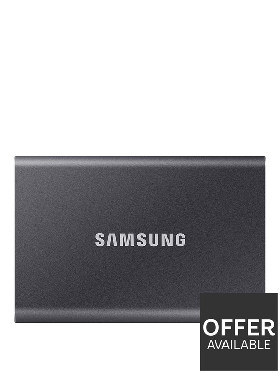 front image of samsung-t7-portable-ssd-2tb-grey