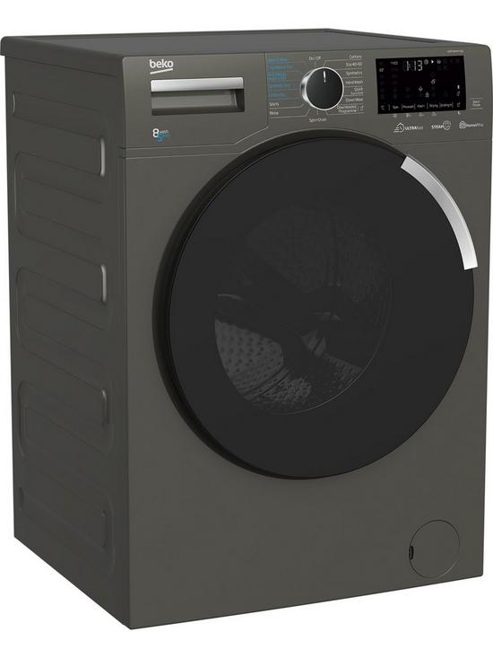 stillFront image of beko-wdey854p44qg-8kg-wash-5kg-drynbsp1400-spin-recycledtubtrade-washer-dryer-graphite