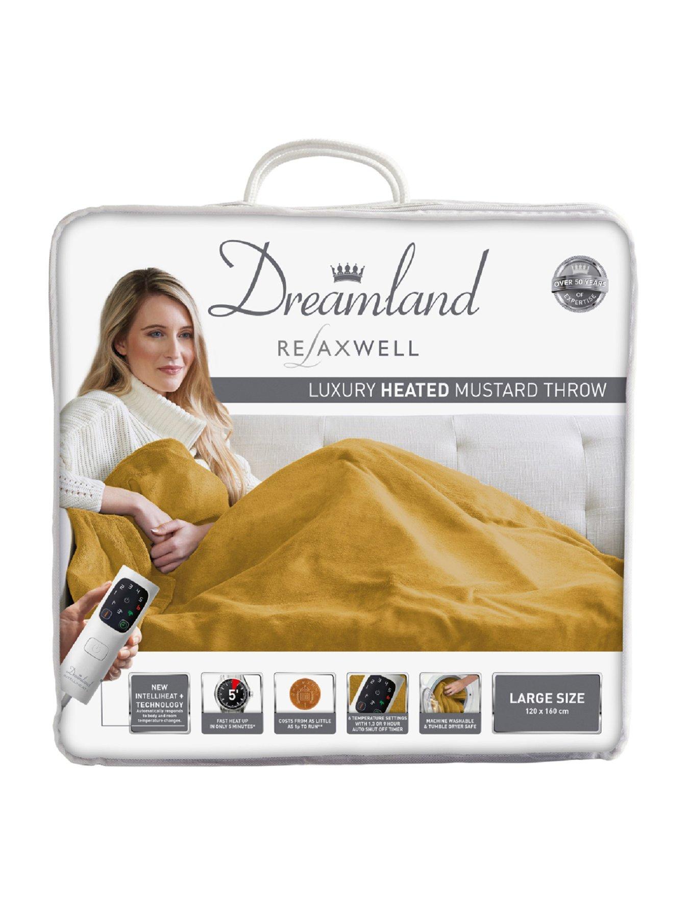 Dreamland Relaxwell Heated Large Mustard Throw very.co.uk