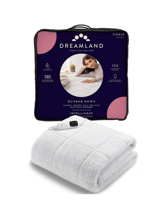 front image of dreamland-intelliheat-scandi-full-bed-size-electric-heated-underblanket-white