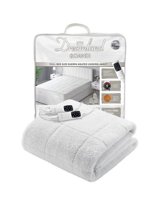 front image of dreamland-intelliheat-scandi-electric-underblanket-with-dual-controls-white