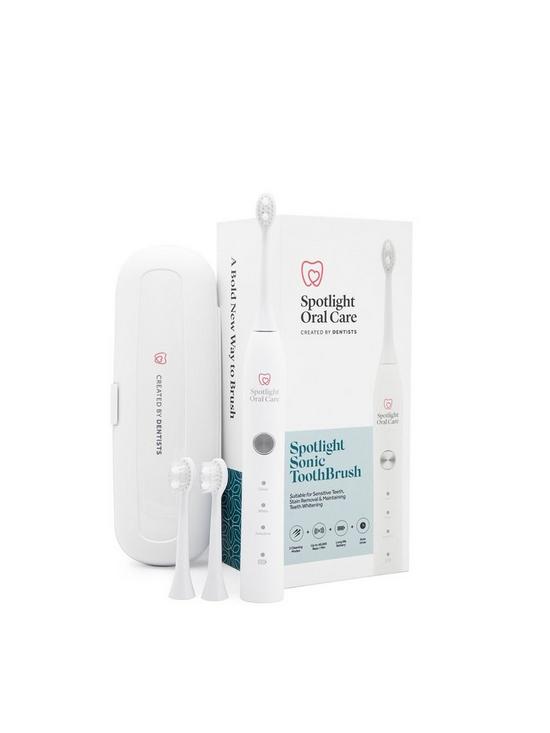 front image of spotlight-oral-care-sonic-toothbrush-white