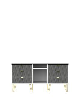 Swift Versailles Ready Assembled 6 Drawer Tv Unit/Sideboard - Grey/White - Fits Up To 65 Inch Tv