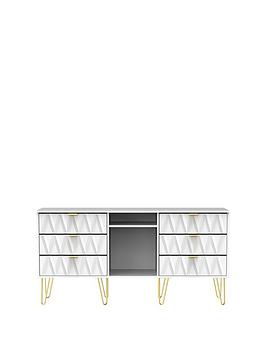 Swift Versailles Ready Assembled 6 Drawer Tv Unit/Sideboard - White - Fits Up To 65 Inch Tv