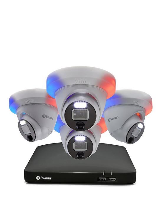 front image of swann-smart-security-1080p-cctv-system-8-chl-1tb-hdd-dvr-4-x-enforcer-dome-camera-works-with-alexa-google-assistant-swann-security-swdvk-846804de-eu