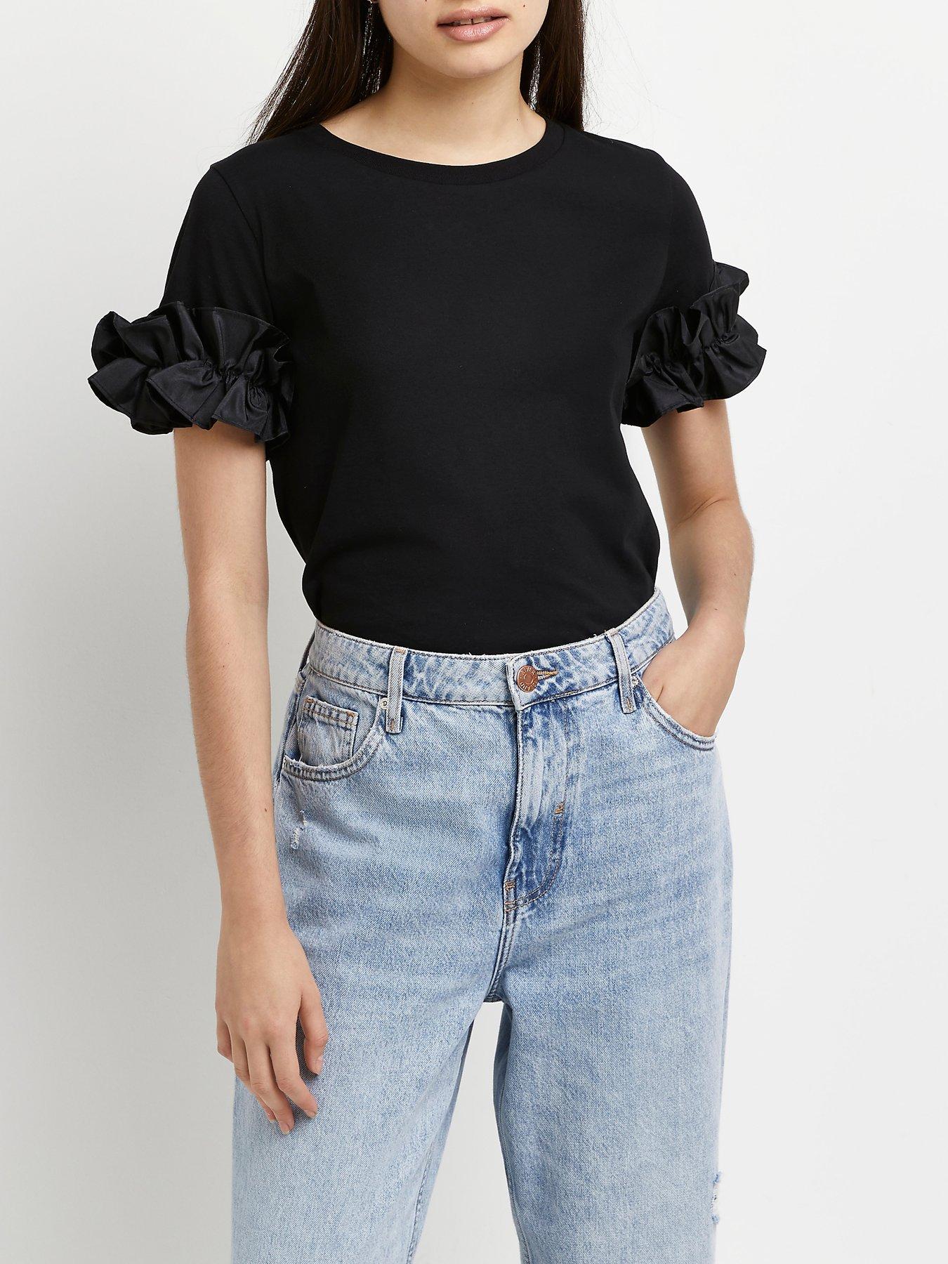 river island black diamante moletom com capuz