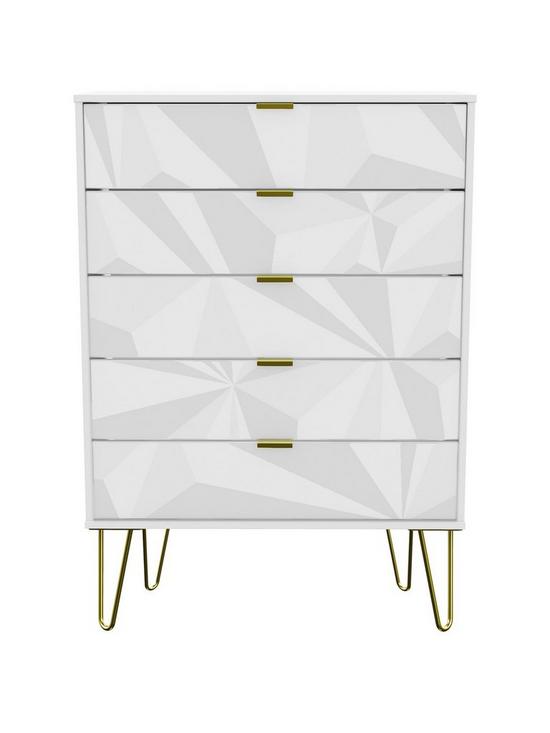 front image of swift-prism-part-assembled-5-drawer-chest