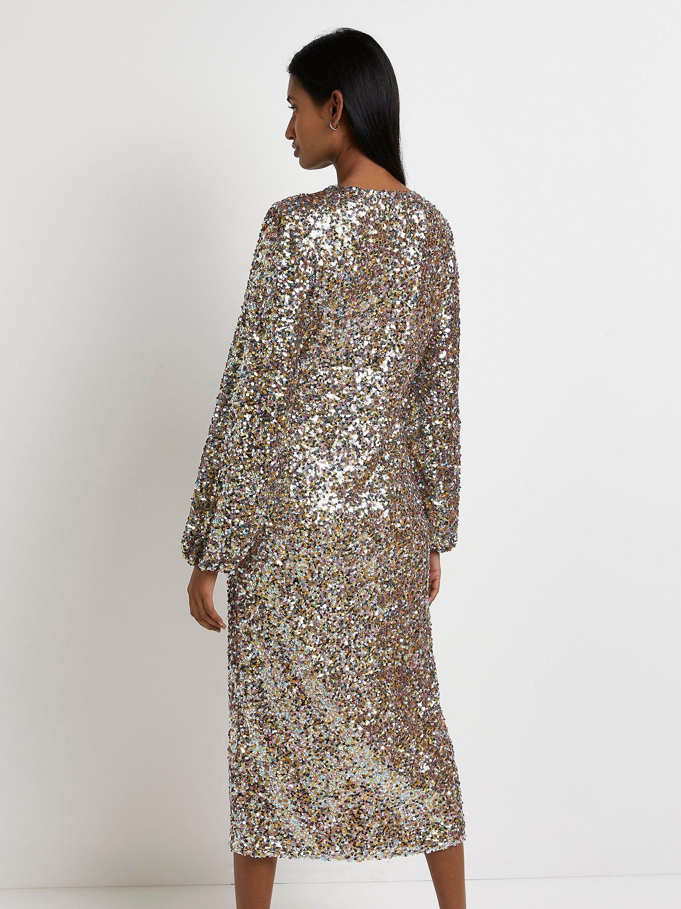 river island sequin midi dress