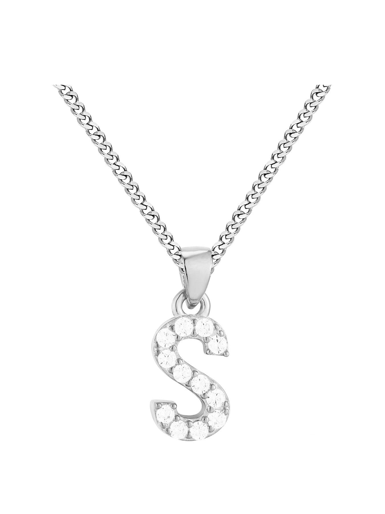 Image 1 of 7 of The Love Collection Sterling silver cubic zirconia initial pendant
